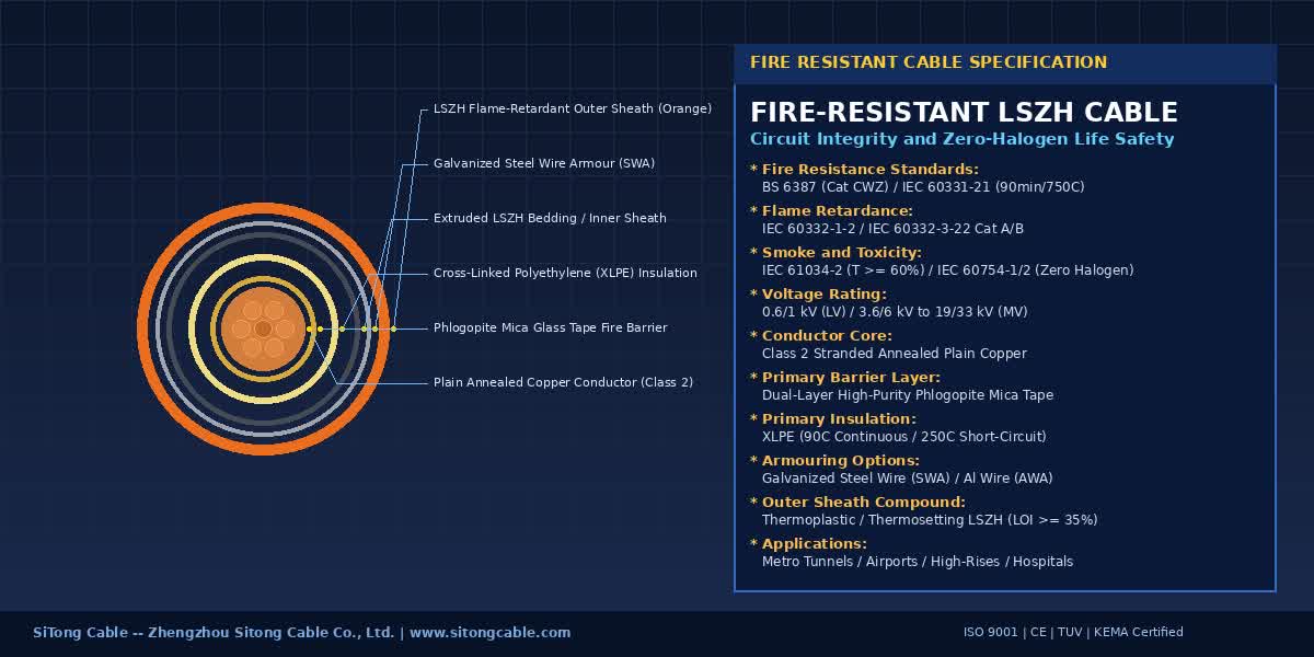 Fire-Resistant & Flame-Retardant Low-Smoke Zero-Halogen (LSZH) Cables: IEC 60331 vs BS 6387 CWZ Standards, Mica Barrier Technology & Critical Circuit Engineering