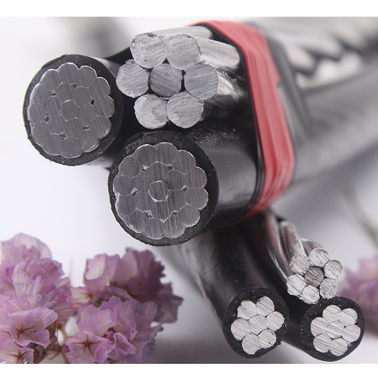 high quality 2*4awg 2*6awg+1*6awg Aluminum ACSR Conductor Overhead Insulated ABC CABLE triplex service drop wire